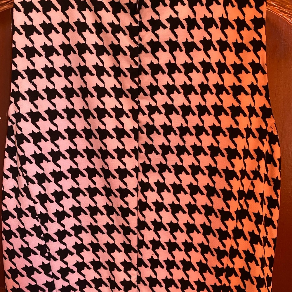 MICHAEL KORS WOMENS HOUNDSTOOTH PONTE BLACK AND WHITE FIT AND FLARE DRESS - Picture 6 of 9